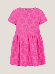 Monsoon Pink Baby Flower Towelling 100% Cotton Dress - Image 2 of 4