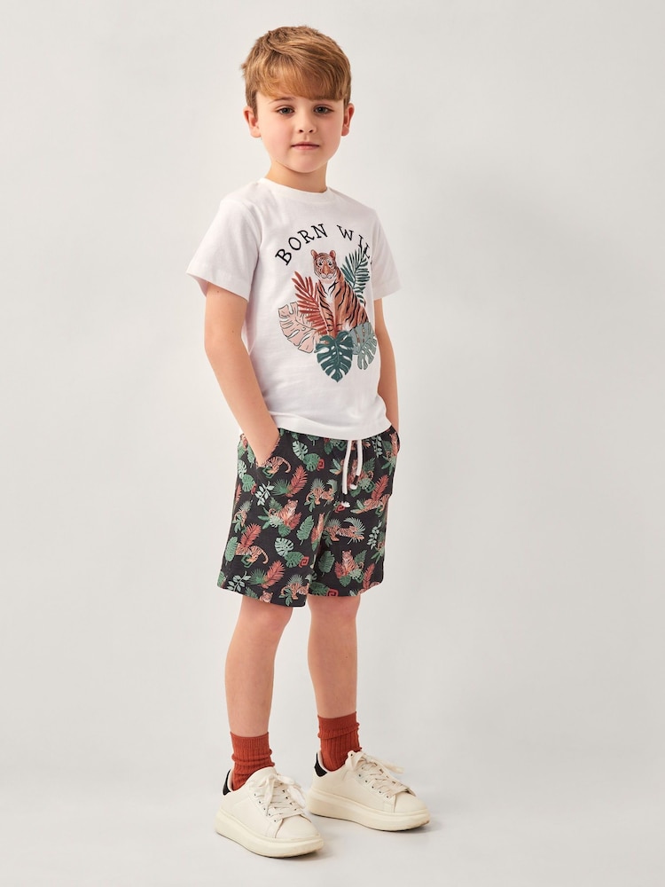 Monsoon White Born Wild Tiger Print 100% Cotton T-Shirt - Image 1 of 4