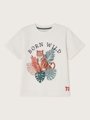 Monsoon White Born Wild Tiger Print 100% Cotton T-Shirt - Image 2 of 4