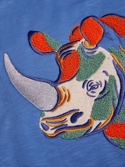 Monsoon Blue Rhino Print Long Sleeve 100% Cotton T-Shirt - Image 2 of 3