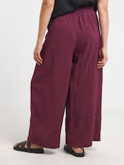 Simply Be Red Wide Fit Extreme Wide Leg Trim Detail Trousers - Image 2 of 5