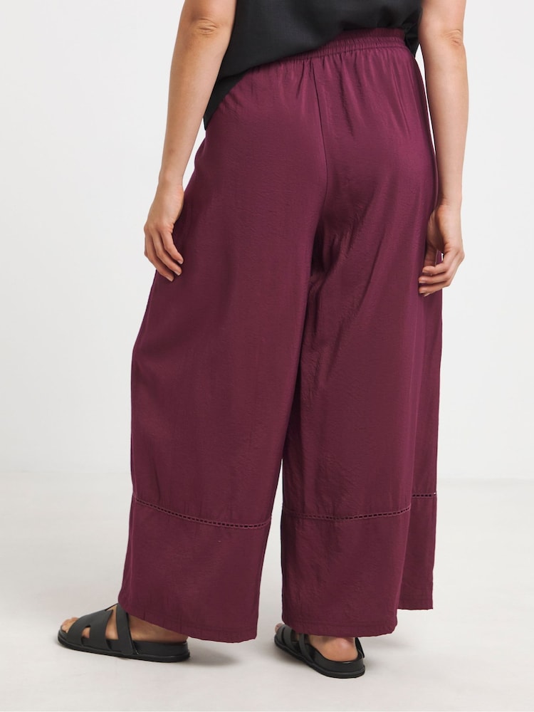 Simply Be Red Wide Fit Extreme Wide Leg Trim Detail Trousers - Image 2 of 5