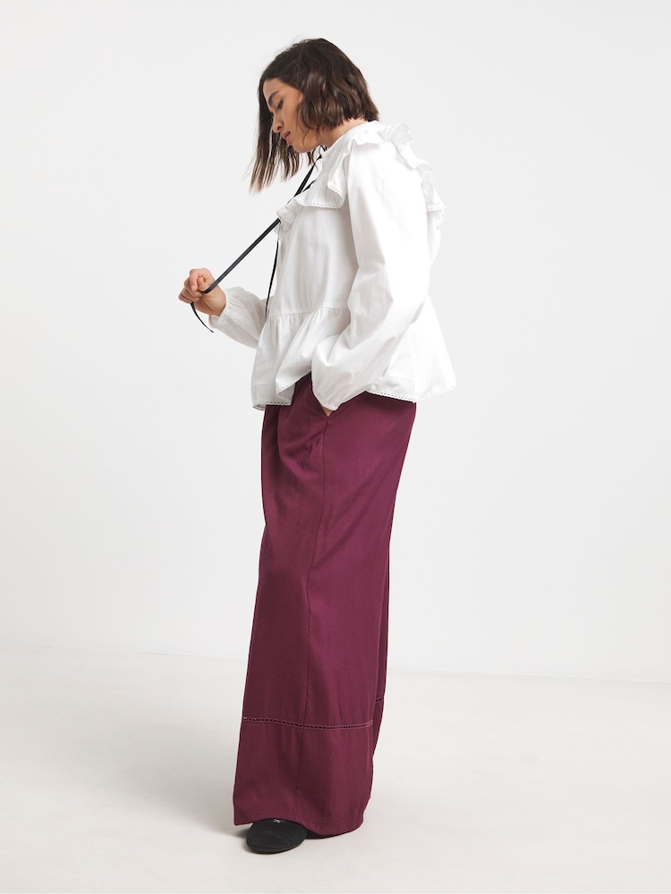 Simply Be Red Wide Fit Extreme Wide Leg Trim Detail Trousers - Image 5 of 5