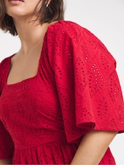 Simply Be Red 100% Cotton Broderie Tiered Maxi Dress - Image 3 of 4