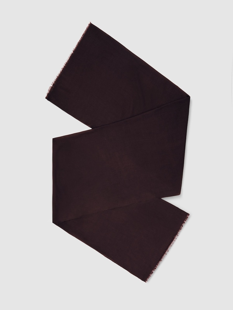 Reiss Burgundy Heidi Wool-Cashmere Lightweight Scarf - Image 1 of 5 Reiss Burgundy Heidi Wool-Cashmere Lightweight Scarf - Image 1 of 5