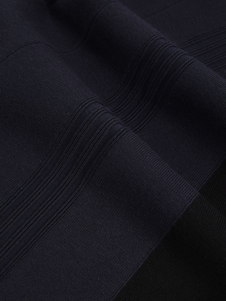 Reiss Navy/Black Zaya Knitted Contrast-Panel Midi Dress - Image 5 of 5 Reiss Navy/Black Zaya Knitted Contrast-Panel Midi Dress - Image 5 of 5