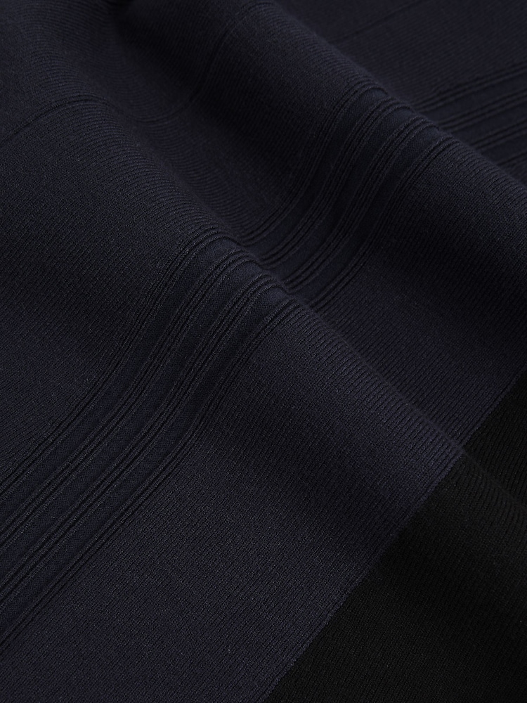 Reiss Navy/Black Zaya Knitted Contrast-Panel Midi Dress - Image 6 of 6