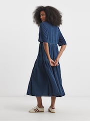 Simply Be Button Through Tiered Denim Smock Dress - Imagen 2 de 4