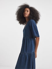 Simply Be Button Through Tiered Denim Smock Dress - Imagen 4 de 4