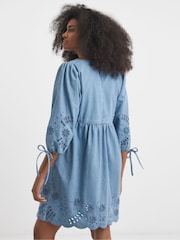 Simply Be Cut Work Mini Denim Smock Dress - Imagen 4 de 6