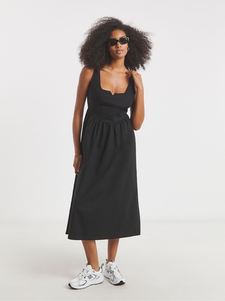 Negro - Simply Be 100% Cotton Cargo Notch Neck Apron Midi Dress - Imagen 1 de 4 Negro - Simply Be 100% Cotton Cargo Notch Neck Apron Midi Dress - Imagen 1 de 4