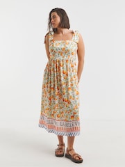 Simply Be Cream Tie Strap Midi Dress - Image 1 of 4