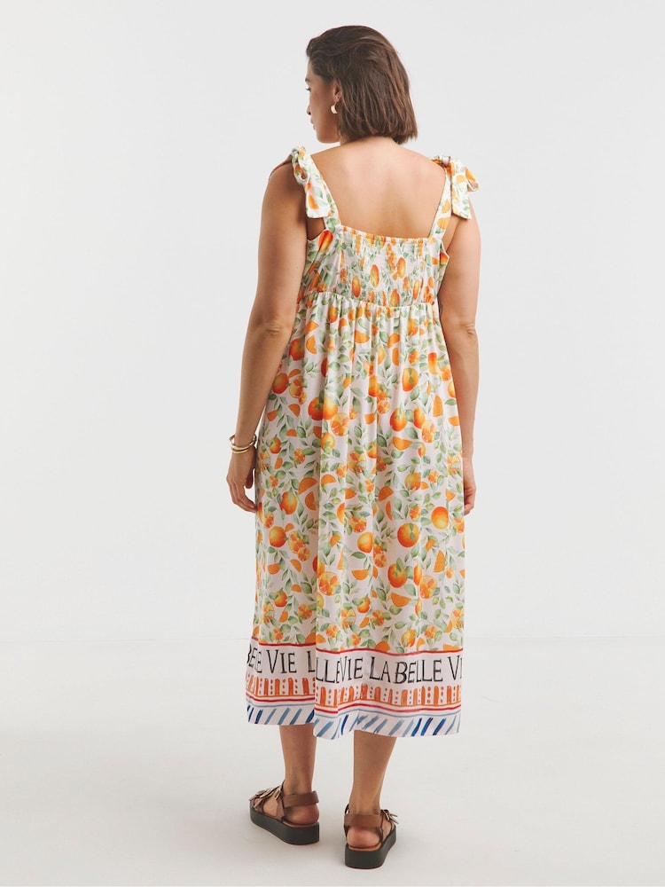 Simply Be Cream Tie Strap Midi Dress - Image 2 of 4