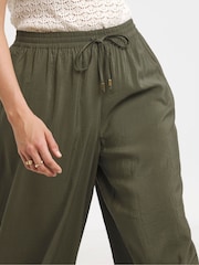 Simply Be Green Wide Fit Extreme Wide Leg Trim Detail Trousers - Image 4 of 5
