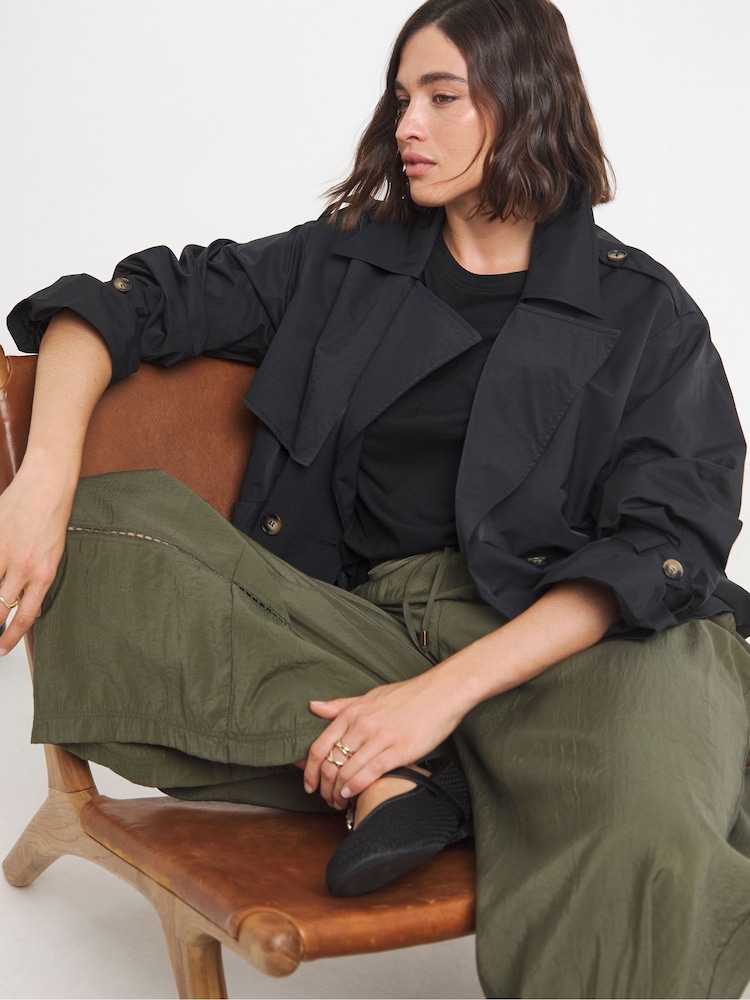 Simply Be Green Wide Fit Extreme Wide Leg Trim Detail Trousers - Image 5 of 5