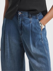 Simply Be Blue Lightweight Denim Cropped Wide Leg Jeans - Image 3 of 4