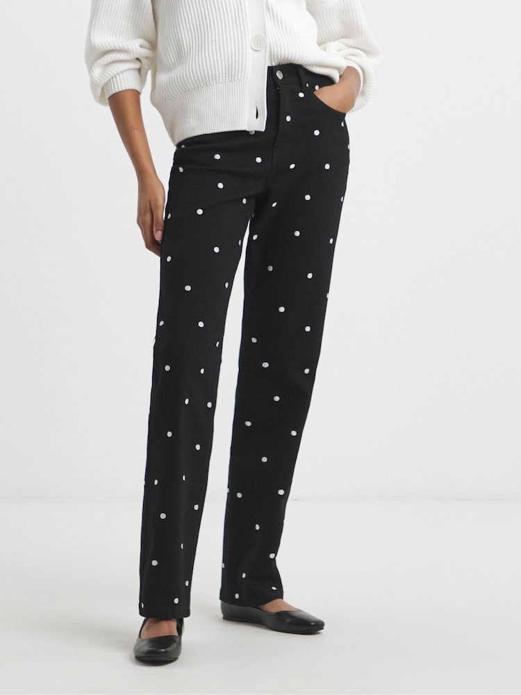 Simply Be Embroidered Denim Straight Leg Jeans - Bild 4 von 4