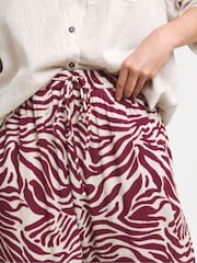 Simply Be Animal Wide Fit Tie Waist Crinkle Wide Leg Trousers - Image 3 of 4