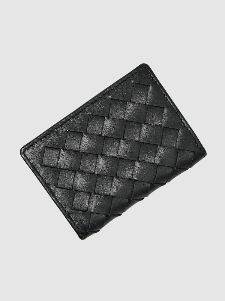Reiss Black Presley Leather Large Lattice-Effect Cardholder - Image 2 of 3 Reiss Black Presley Leather Large Lattice-Effect Cardholder - Image 2 of 3