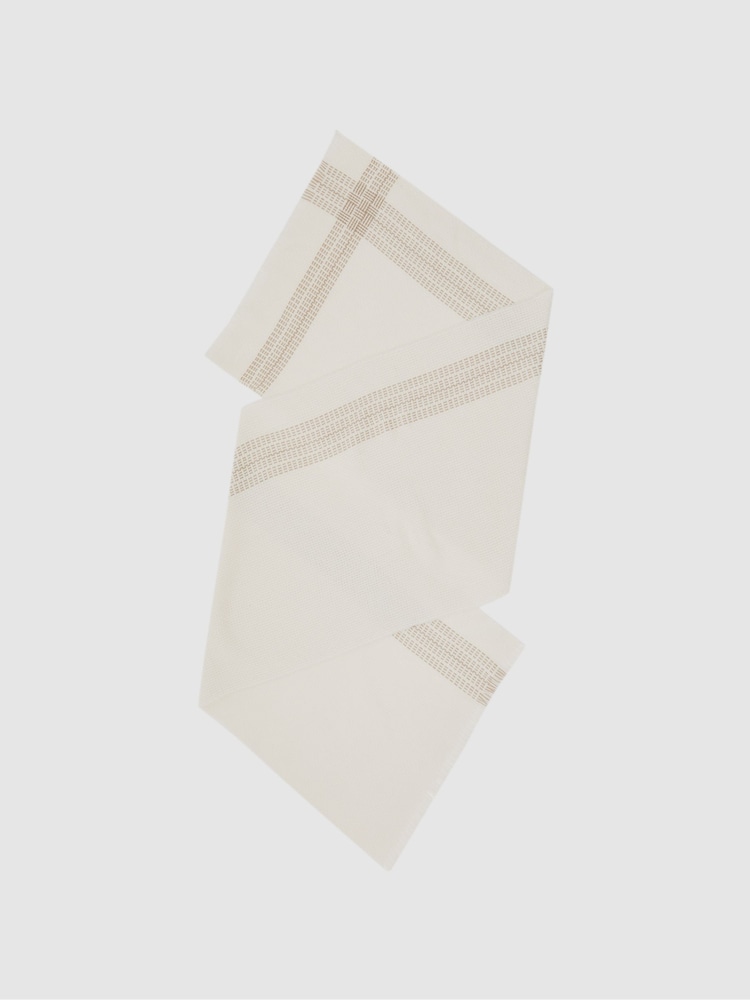 Reiss Cream Vivienne Wool-Cashmere Textured Scarf - Image 1 of 5