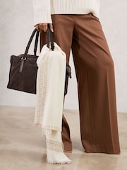 Reiss Cream Vivienne Wool-Cashmere Textured Scarf - Image 2 of 5