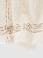 Reiss Cream Vivienne Wool-Cashmere Textured Scarf - Image 5 of 5