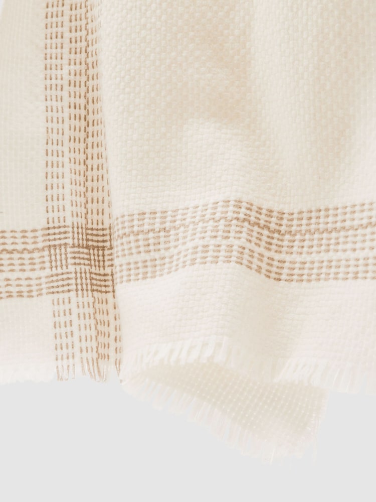 Reiss Cream Vivienne Wool-Cashmere Textured Scarf - Image 5 of 5