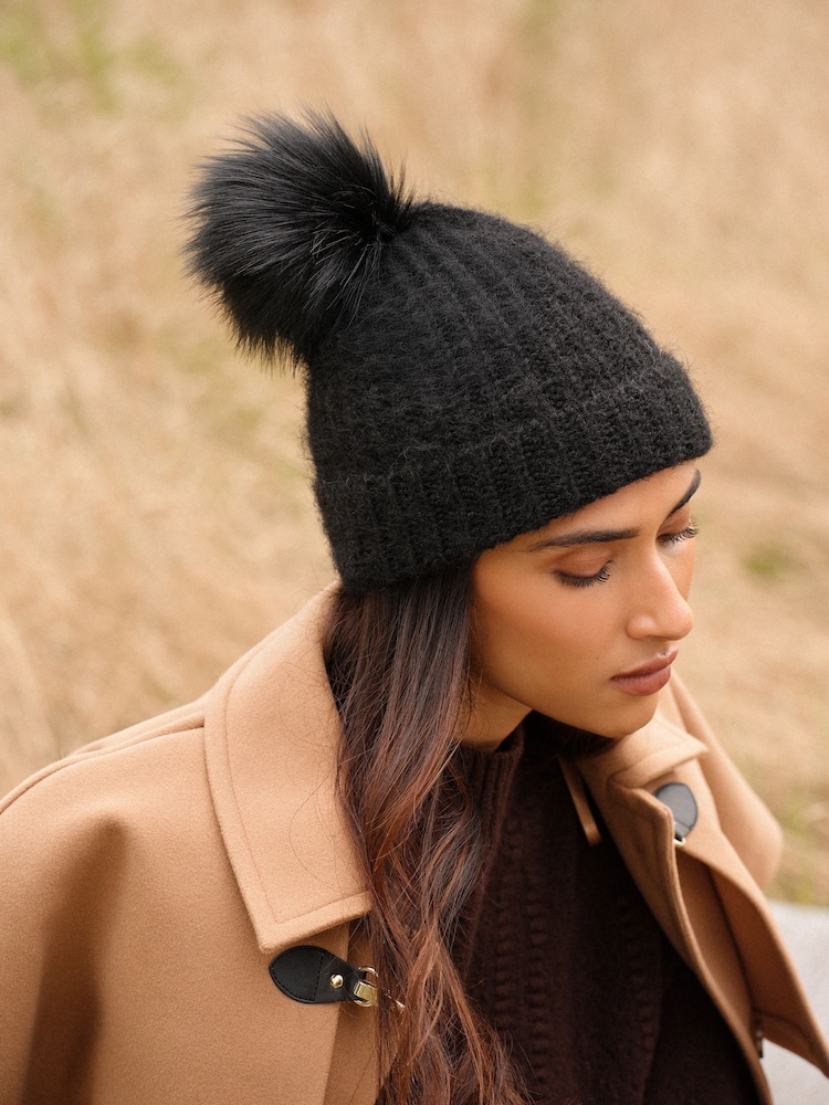 Love & Roses Black Cosy Pom Hat - Image 2 of 5