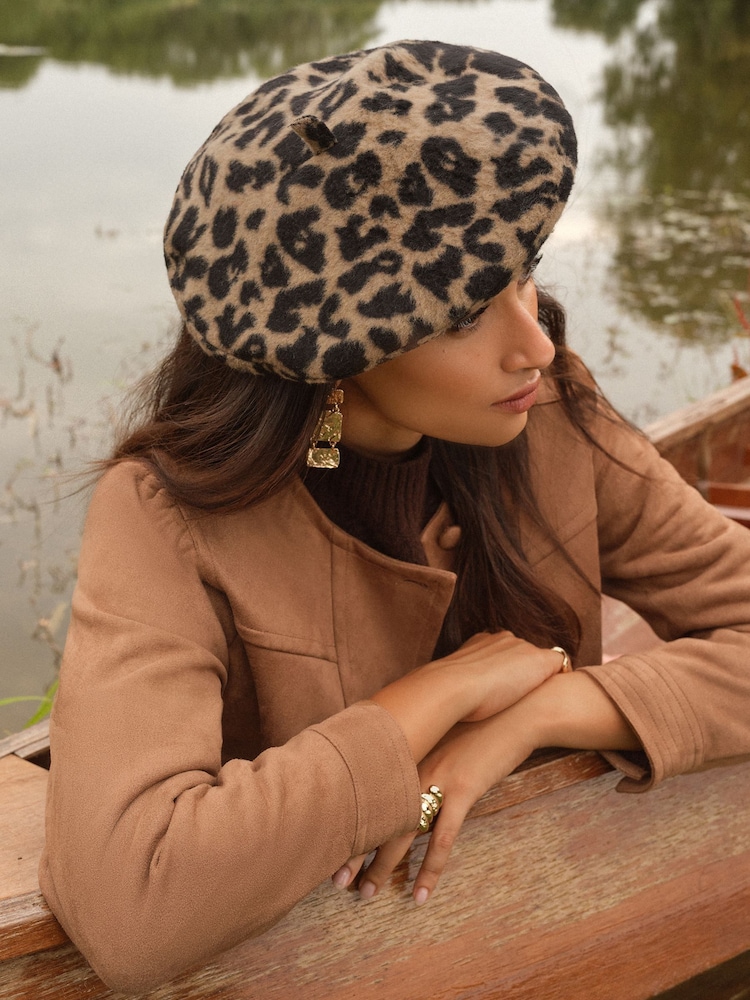 Love & Roses Leopard Beret Hat - Image 2 of 5