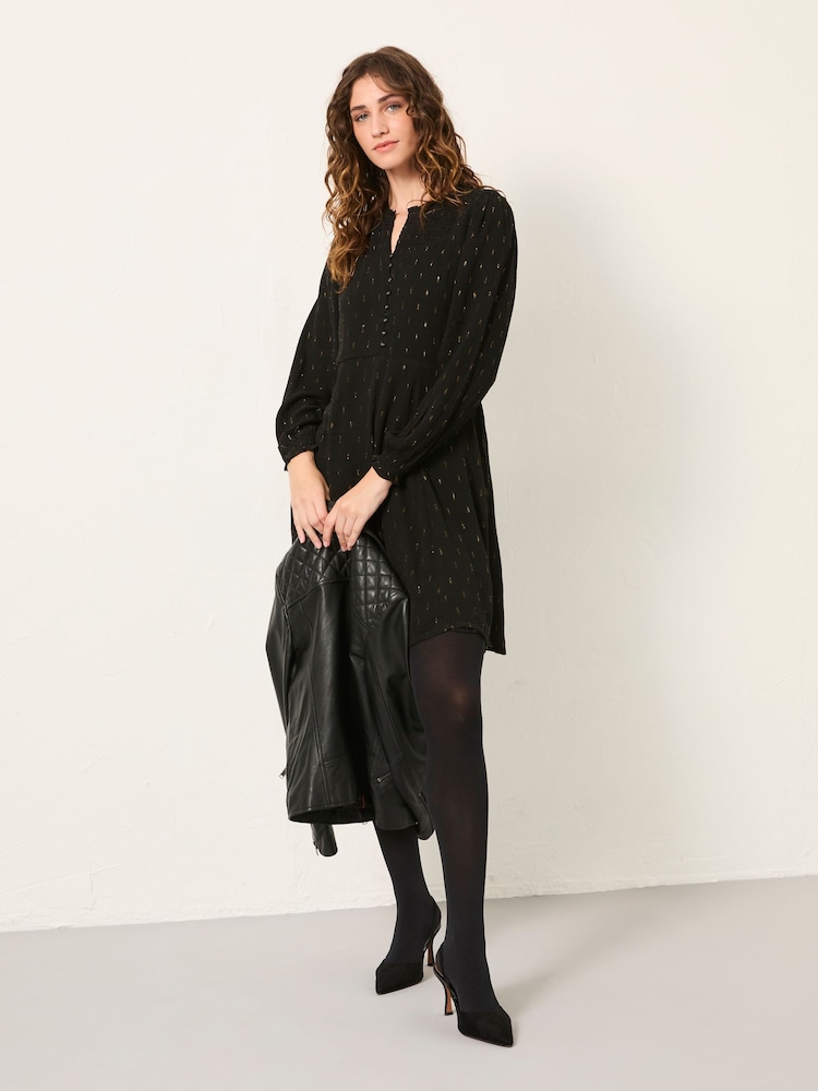 FatFace Jesse Black Petite Metallic Dress - Image 1 of 5 FatFace Jesse Black Petite Metallic Dress - Image 1 of 5