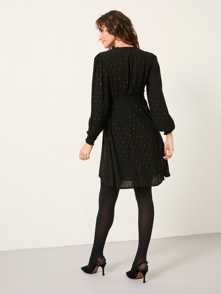 FatFace Jesse Black Petite Metallic Dress - Image 2 of 5 FatFace Jesse Black Petite Metallic Dress - Image 2 of 5