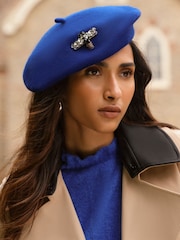 Love & Roses Blue Embellished Beret Hat - Image 1 of 5
