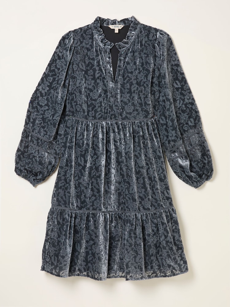 FatFace Riley Dark Grey Petite Devore Dress - Image 6 of 6 FatFace Riley Dark Grey Petite Devore Dress - Image 6 of 6