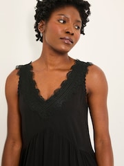 FatFace Aileen Black Petite Slip Midi Dress - Image 3 of 6