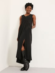 FatFace Aileen Black Petite Slip Midi Dress - Image 4 of 6