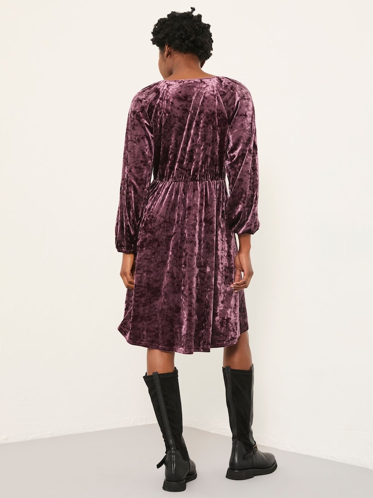 FatFace Em Dark Purple Petite Velvet Dress - Image 2 of 5 FatFace Em Dark Purple Petite Velvet Dress - Image 2 of 5