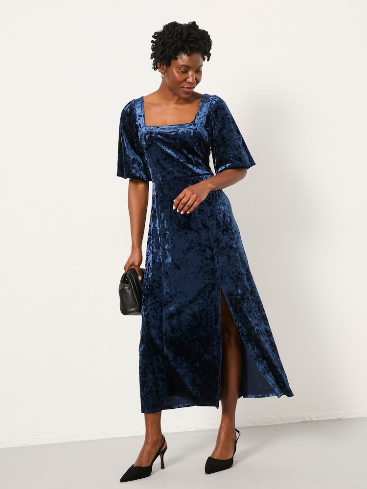 blue velvet petite dress Buy FatFace Isla Indigo Blue Petite Velvet Midi Dress from Next USA