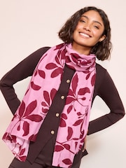 Friends Like These Pink Leaf Printed Lightweight Scarf - Image 1 of 1