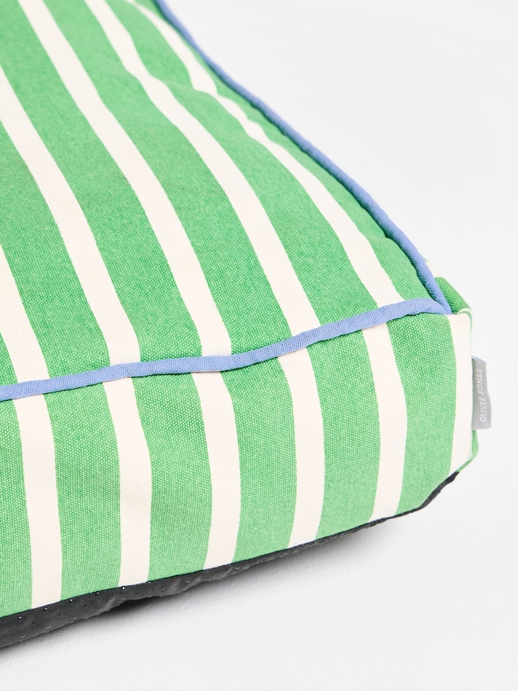 Oliver Bonas Green Extra Large Stripe Pet Cushion - Image 3 of 3