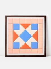 Oliver Bonas Multi Patchwork Embroidered Framed Wall Art - Image 1 of 4