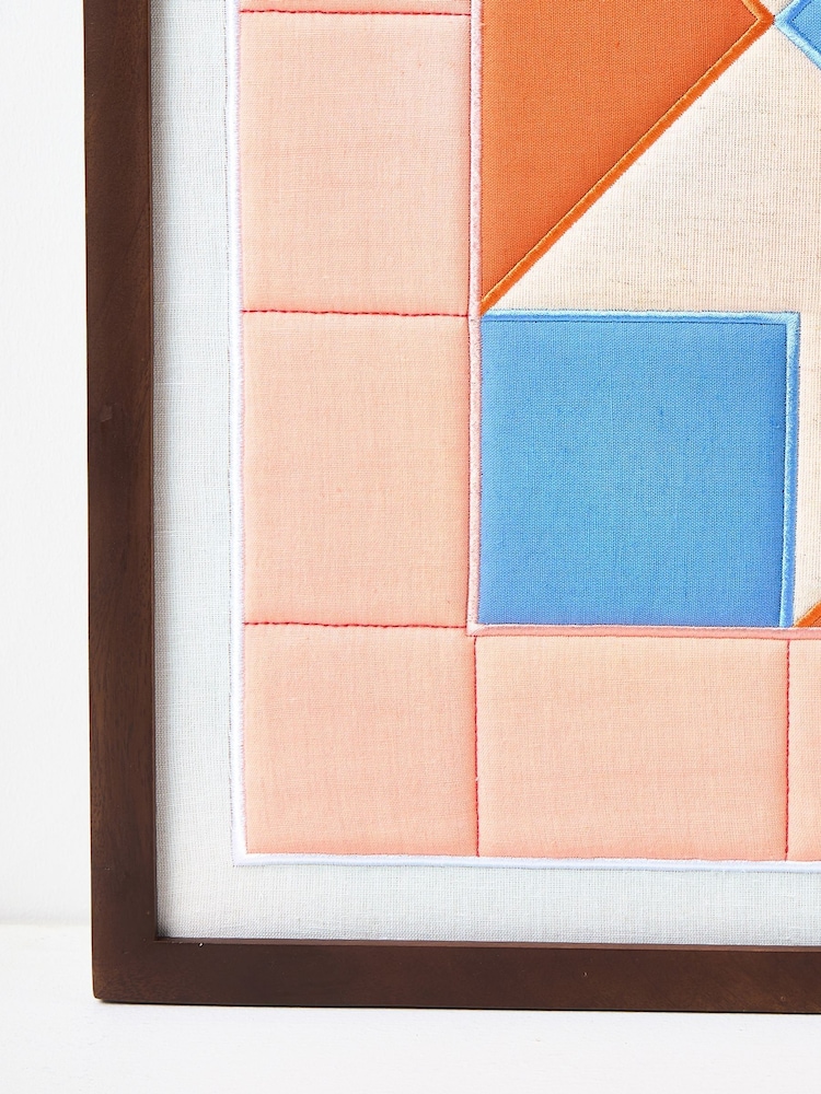 Oliver Bonas Multi Patchwork Embroidered Framed Wall Art - Image 2 of 4
