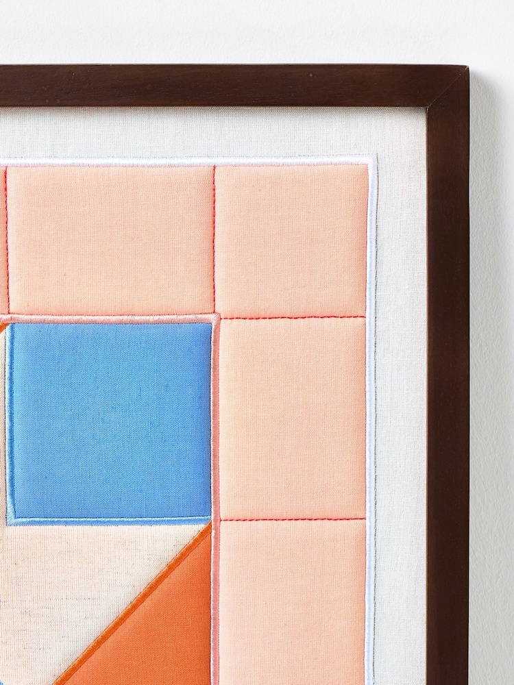 Oliver Bonas Multi Patchwork Embroidered Framed Wall Art - Image 4 of 4