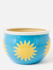 Oliver Bonas Blue Sun Print Outdoor Plant Pot - Image 2 of 5