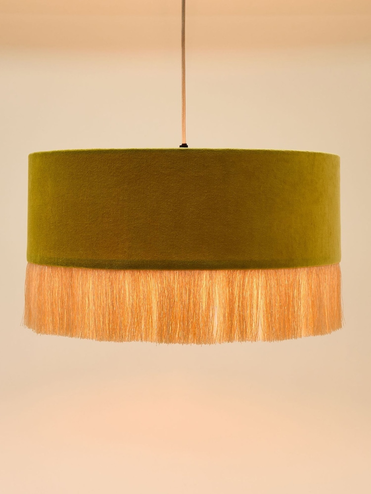 Oliver Bonas Green Ero Drum Pendant Lampshade - Image 2 of 6