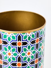 Oliver Bonas Blue Geometric Tile Umbrella Stand - Image 5 of 6