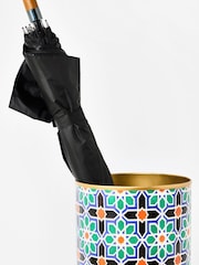 Oliver Bonas Blue Geometric Tile Umbrella Stand - Image 6 of 6