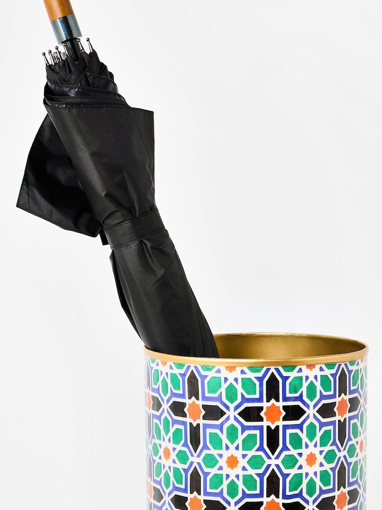 Oliver Bonas Blue Geometric Tile Umbrella Stand - Image 6 of 6