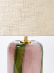 Oliver Bonas Pink/Green Stripe Clara Glass Desk & Table Lamp - Image 3 of 6