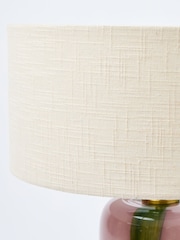 Oliver Bonas Pink/Green Stripe Clara Glass Desk & Table Lamp - Image 5 of 6