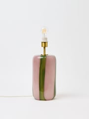 Oliver Bonas Pink/Green Stripe Clara Glass Desk & Table Lamp - Image 6 of 6